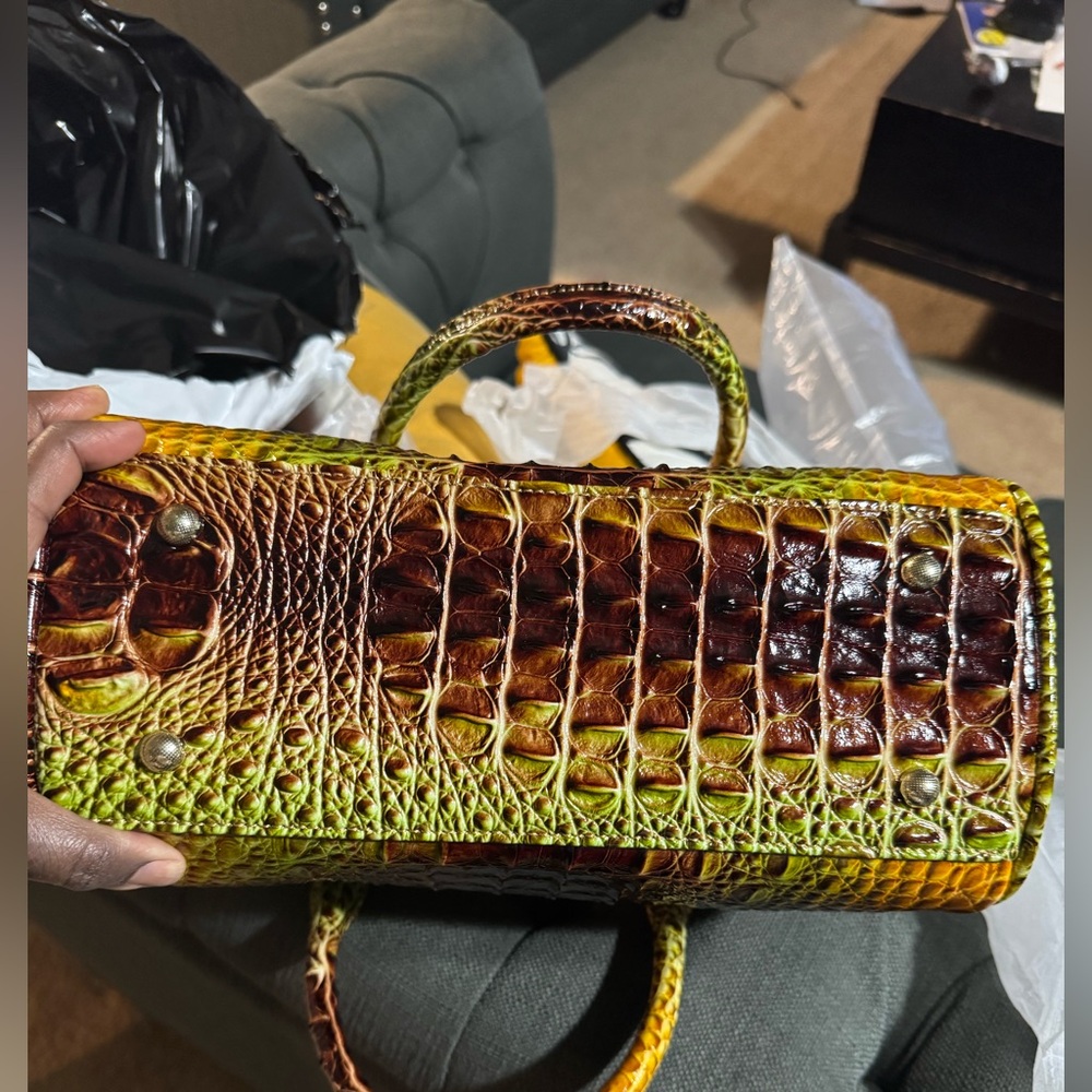 Source Unknown Crocodile Pattern Satchel - Brown … - image 3